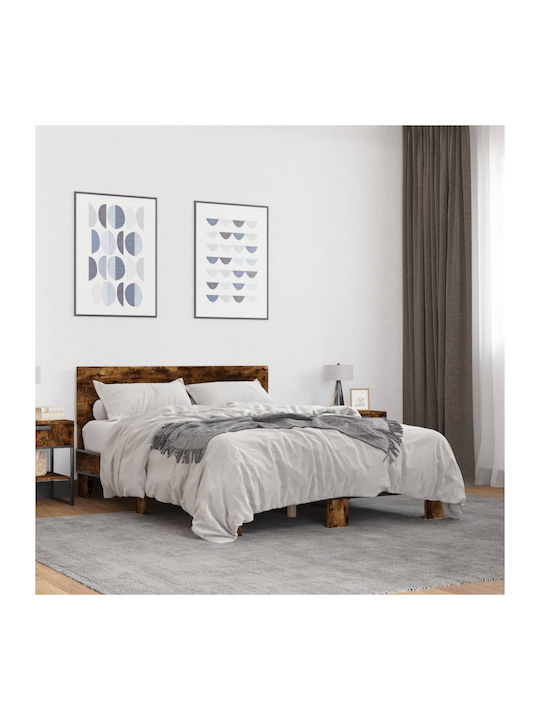 Hälfte-Doppelbett Aus Holz Mit Lattenrost Aus Rauchfichte Für Matratze 120x200cm
