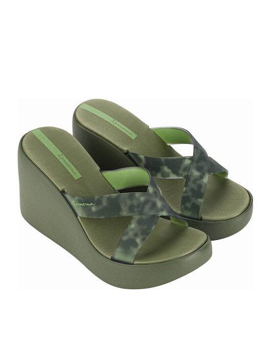 Damen Zehentrenner Mit Plattformen In Khaki Farbe