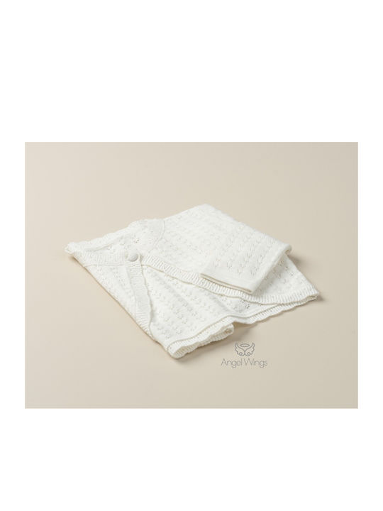 Angel Wings Ecru Knitted Baptism Cardigan