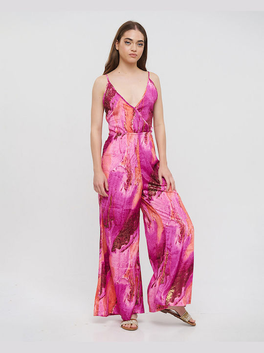 Ble Resort Collection Γυναικεία Αμάνικη Ολόσωμη Φόρμα Μωβ/ροζ