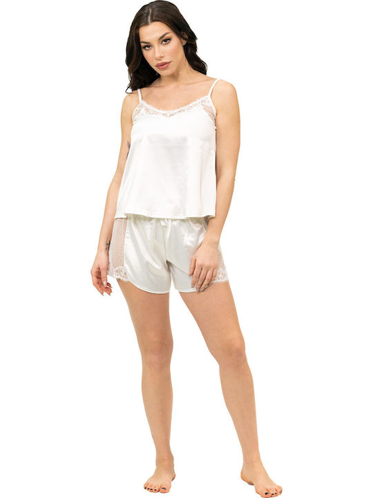 Miss Rosy Satin Babydoll Ecru