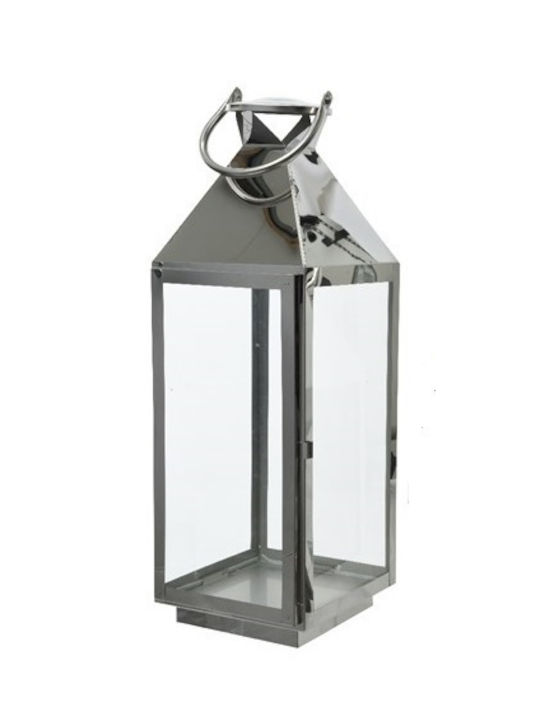 Kaemingk Metallic Lantern Silver 19x18x54.5cm