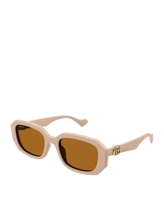 Gucci Women's Sunglasses with Beige Plastic Frame and Brown Lens GG1535S 003