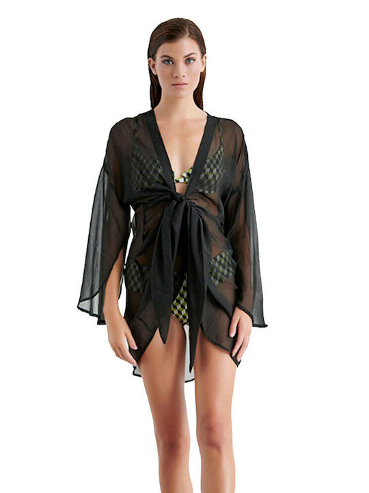 Blu4u Women's Kimono Beachwear black