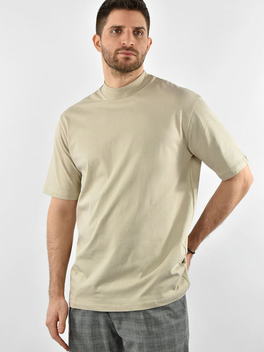 Justwest Men's Short Sleeve T-shirt beige