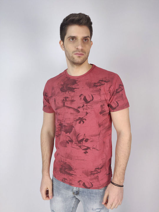 Petrol Industries T-shirt Bărbătesc cu Mânecă Scurtă RED