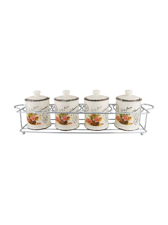 Maestro Set 1pcs Jars General Use with Lid & Base Ceramic White