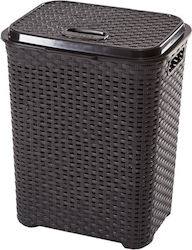 Violet House Rattan Plastic Laundry Basket 45lt with Cap 43.5x34x57cm Brown Violet House Rattan Plastic Laundry Basket 45lt with Cap 43.5x34x57cm Brown