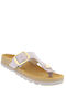Leather Women's Flat Sandals in Purple Color