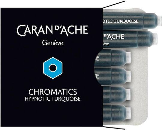 Caran D'ache 6 Replacement & Pen Inks for Fountain Pen Turquoise