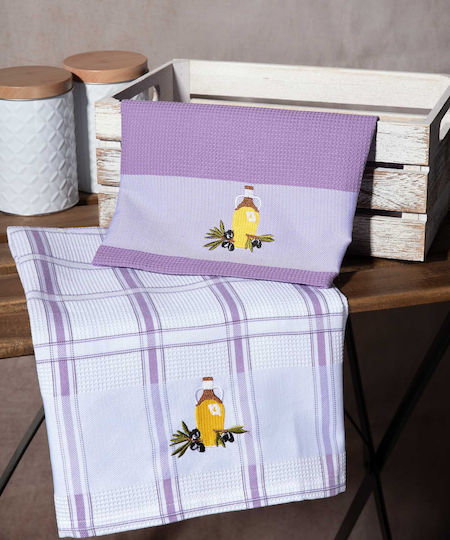 Silk Fashion Бутилка Чаена кърпа от 100% Памук Lila 50x70см 2бр