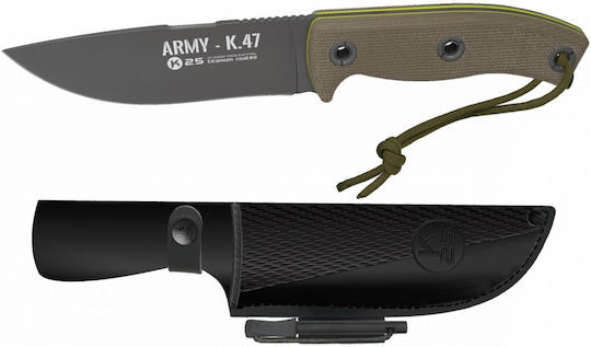 K25 Army K47 Knife Khaki in Leather Sheath
