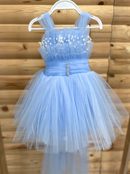 Extan Bebe Παιδικό Φόρεμα Τούλινο Πουά Γαλάζιο