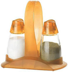 Herevin Salt and Pepper Set Glass with Stand 2pcs