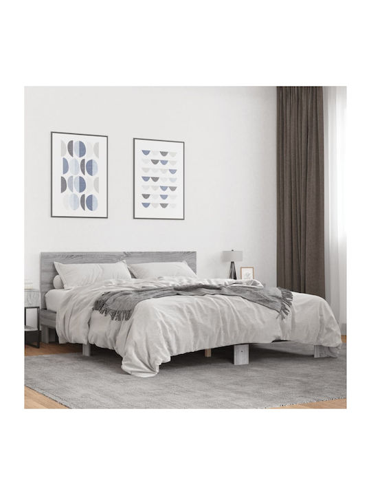 Doppelbett Aus Holz Grau Mit Lattenrost Für Matratze 150x200cm