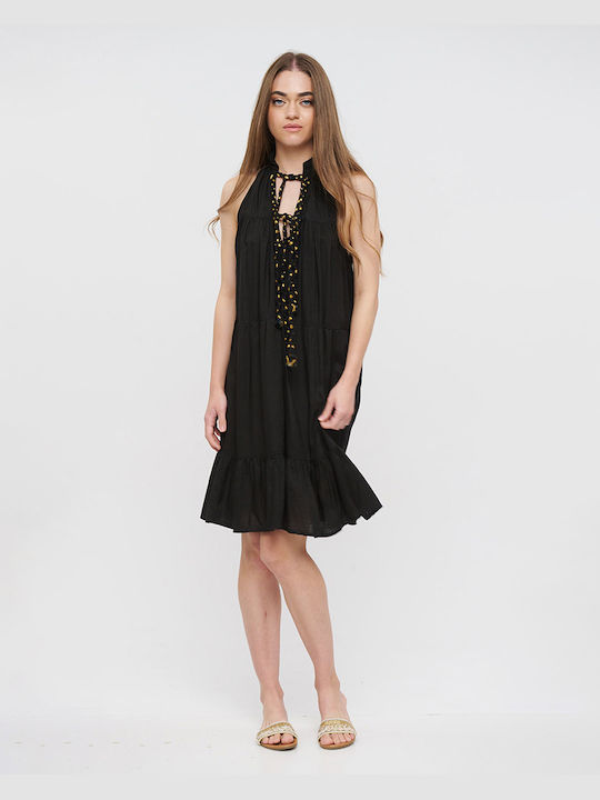 Ble Resort Collection Mini Dress with Ruffle Black