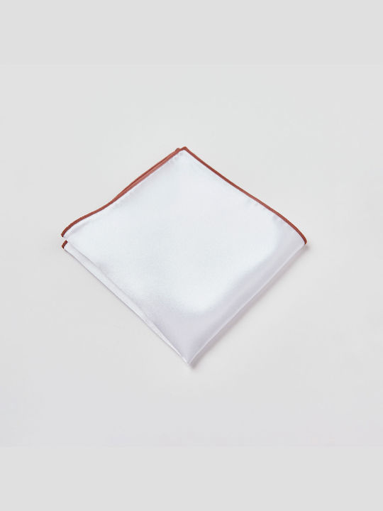 White-Brown Satin Pocket Square Microfiber Aristoteli Bitsiani