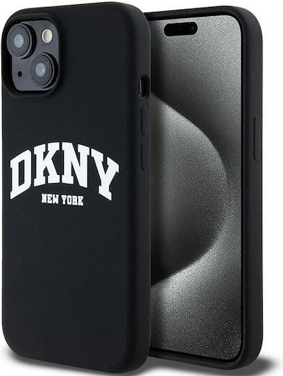 Husă pentru telefon mobil Dkny pentru iPhone 15 Plus compatibilă cu Magsafe Dkhmp15msnyach Dkny Hc Magsafe Silicone cu logo alb pe arc negru