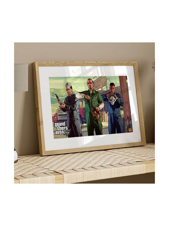 Walls Gta V Frame Wooden black frame 100x70cm