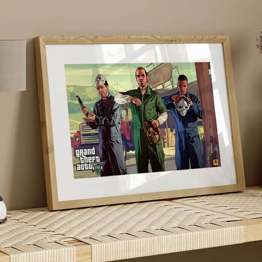 Walls Gta V Frame Wooden black frame 100x70cm