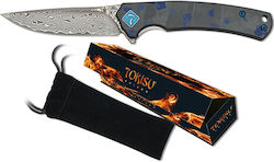Tokisu Damascus Penknife CNC Blue Fiber 18886 6.80cm 18886