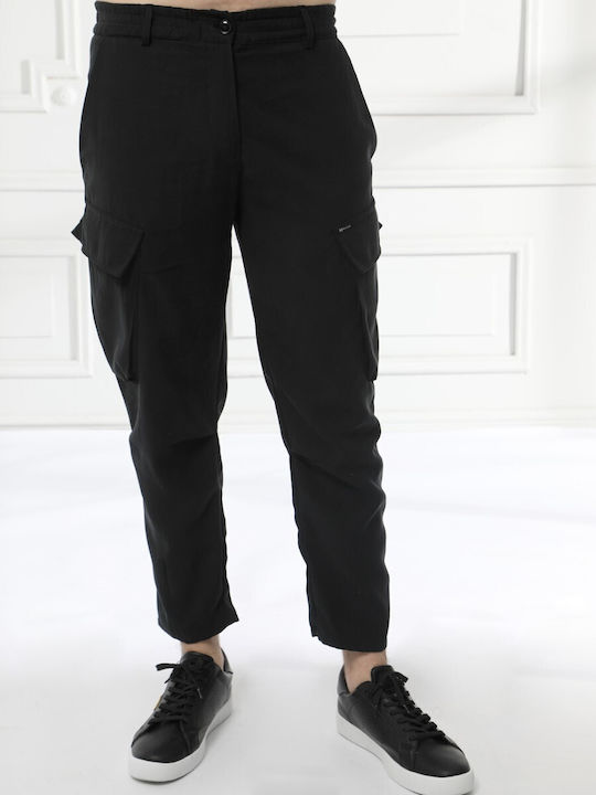 Makan Men's Trousers Cargo in Loose Fit Black