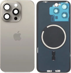 Гръбче с магнити Magsafe и обектив за камера за iPhone 15 Pro от естествен титан Гръбче с магнити Magsafe и обектив за камера за iPhone 15 Pro от естествен титан