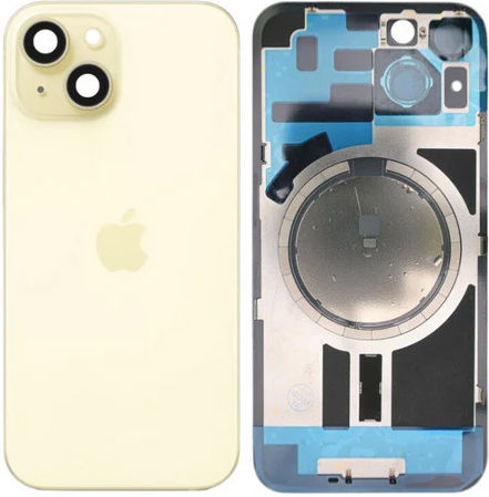 Πίσω Γυαλί Ατσάλινη Πλάκα Μαγνήτες Magsafe & Camera Lens Iphone 15 Yellow