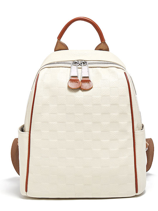 Foxer Leather Women's Bag Backpack Beige