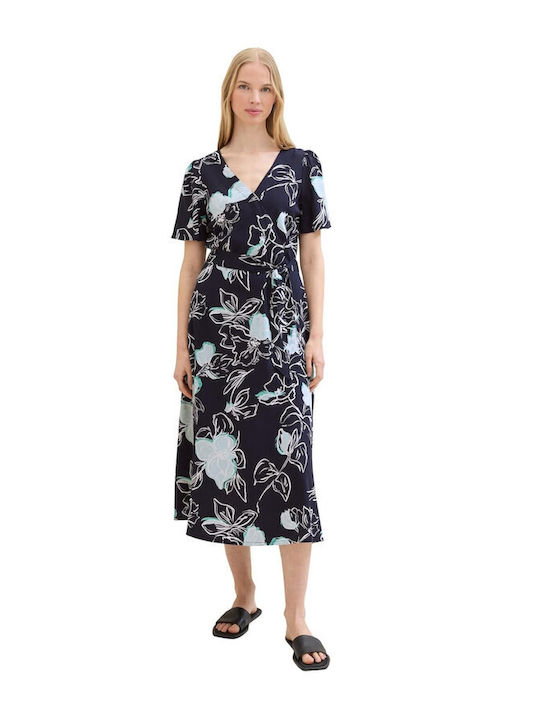 Tom Tailor Midi Kleid Wickel Blau