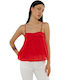 Toi&Moi Women's Blouse Cotton with Straps Coral