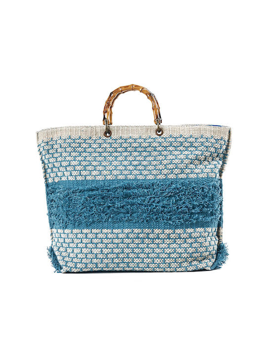 Verde Damen Strandtasche 14-0264 Baumwolle Blau