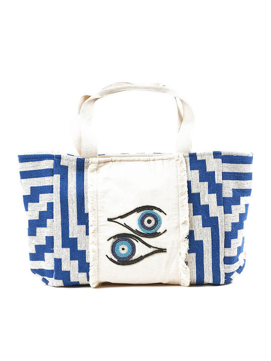 Green Women's Beach Bag 14-0228 Cotton & Jute Blue