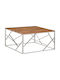 Square Central Coffee Table Made of Solid Wood Silver M100xL100xH50cm
