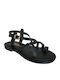 Leder Flache Sandalen für Damen in Schwarz Farbe