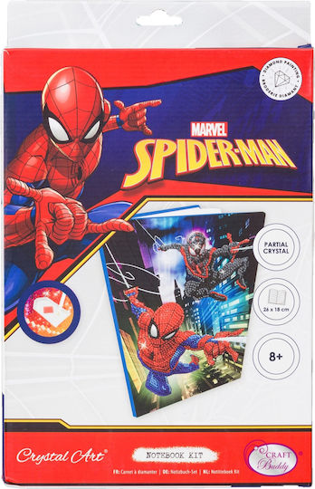 Craft Buddy Παιδικές Χειροτεχνίες Spiderman Crystal Art Notebook 18x26cm Cbcanj-mcu921