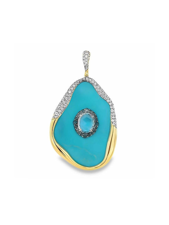 Necklace with Gold Motif and Turquoise K18 Nk10678