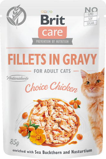 Brit Care Wet Food for Adult Cats in Pouches with Chicken and Liver 85gr