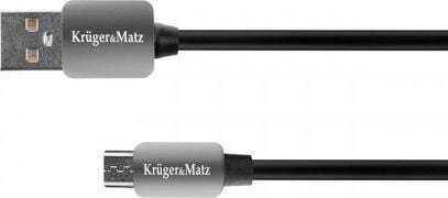 Kruger & Matz Редовна USB 2.0 до микро USB кабел Черен 0.2м (KM0323) 1бр