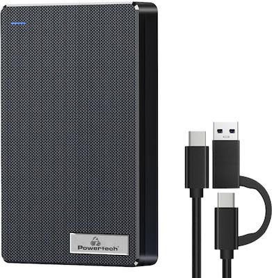 Powertech Hard Drive Case 2.5" SATA III with connection USB 3.2 in Schwarz color