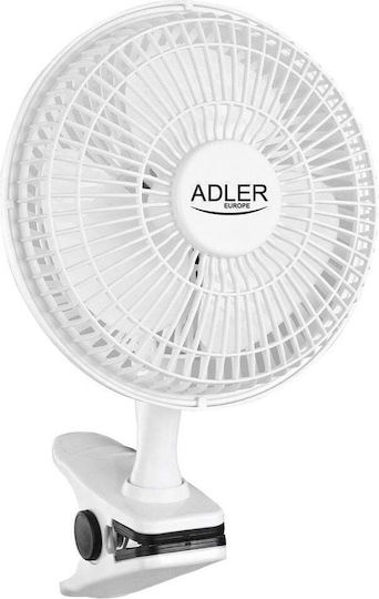 Adler Ad 7317 Clip Fan 15W 15cm Diameter White