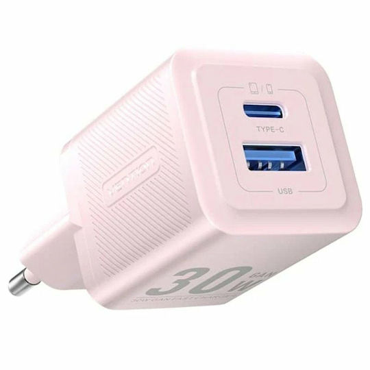 Vention Ladegerät ohne Kabel GaN mit USB-A Anschluss und USB-C Anschluss 30W Rosa (FEQP0-EU)