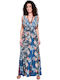 Mdl Summer Maxi Dress with Ruffle Blue