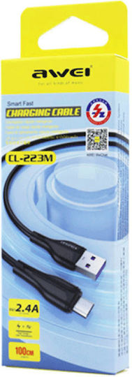 Awei CL-223M Regular USB 2.0 to micro USB Cable Λευκό 1m 1τμχ