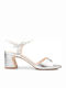 Leder Damen Sandalen in Silber Farbe