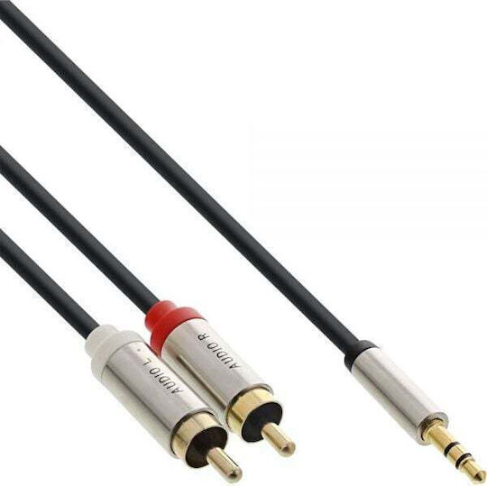 InLine InLine 3,5mm Klinkenkabel - 2x RCA-Stecker Silber 2m mit Vergoldeten Anschlüssen 99242