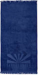 Funky Buddha Logo Blue Cotton Beach Towel with Fringes 170x90cm