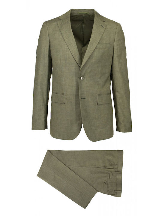 New York Tailors Ανδρικό Κοστούμι με Στενή Εφαρμογή Πράσινο