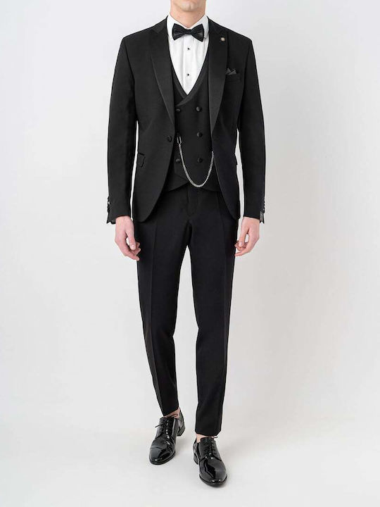 Costum Bărbați Cu vestă Negru