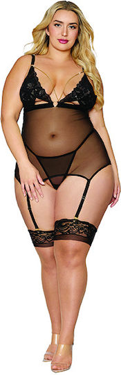 Dreamgirl Σετ Sexy Babydoll Babydoll Garter Belts & String Μαύρο
